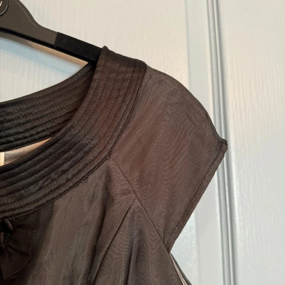 Max Mara 100% Silk Mini Dress Size 4 Black Sheer Cap Sleeve Layered Twilightcore - Picture 7 of 16